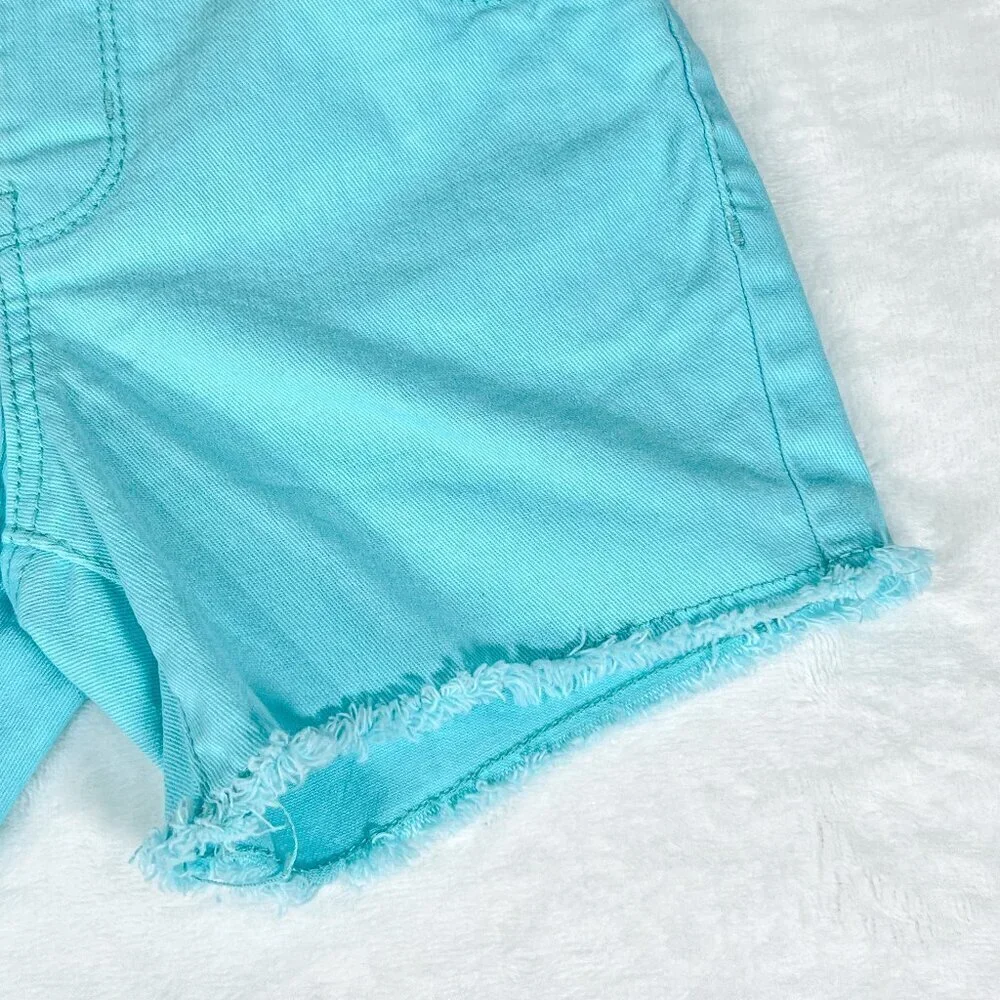 OshKosh B'Gosh Denim Style Shorts | Toddler Girls | 4T | Aqua | Distressed